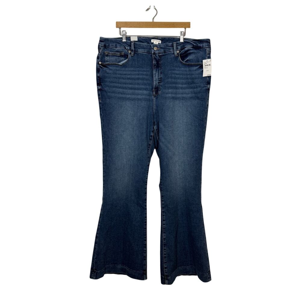Good American Good‎ Legs Flare Jeans NWT Womens Plus Size 24 Blue Denim Mid Rise